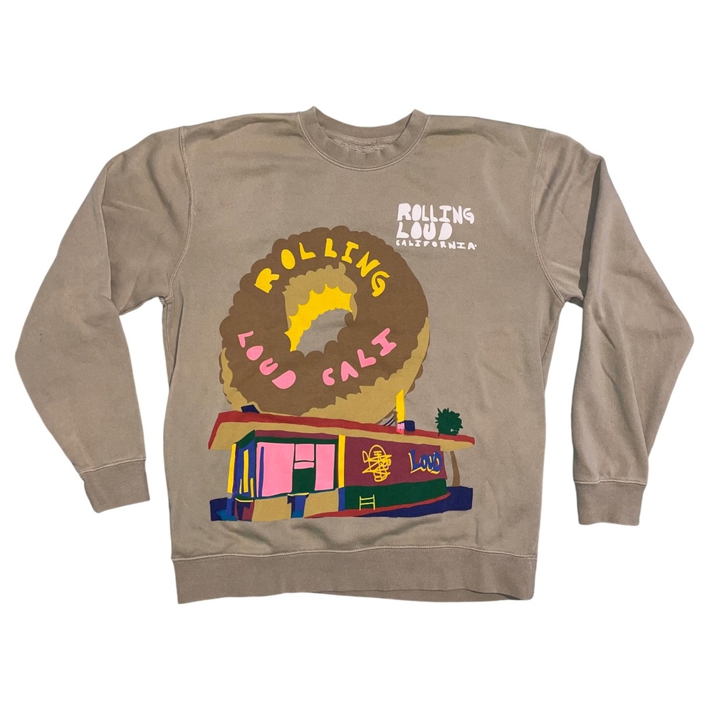 Rolling Loud California 2021 Festival Crewneck Sweatshirt‎ Tan Mens Large L